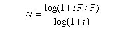 n = log(1+iA/P) / log(1+i))